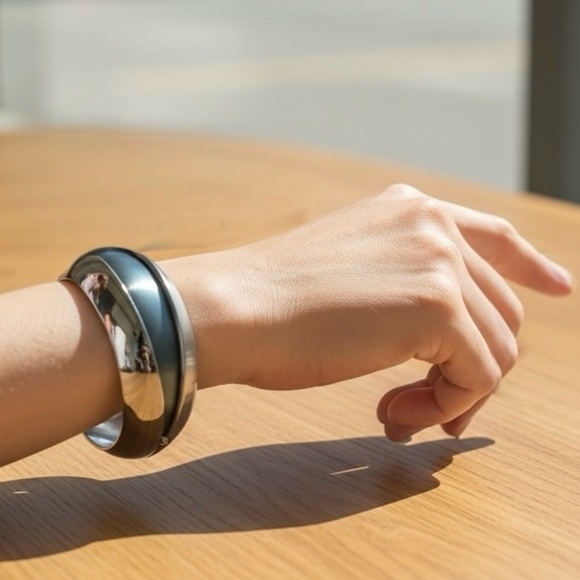 breil Jewelry - BREIL Stainless Steel Shiny Brushed Teal Bangle Convertible Bracelet